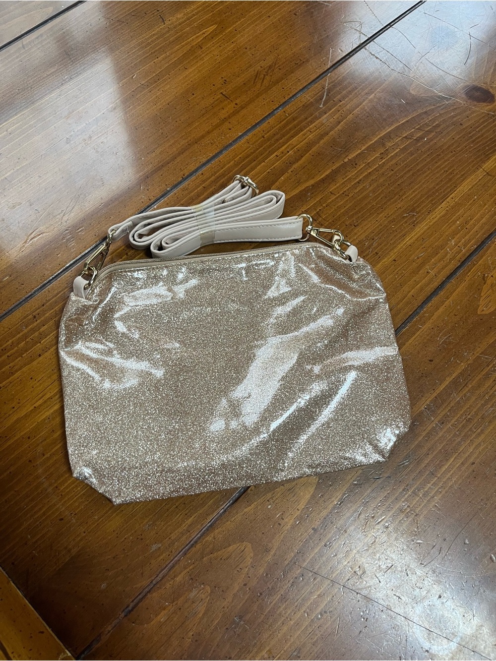 Sondra Roberts Gold Glitter Crossbody Bag Clutch NWOT